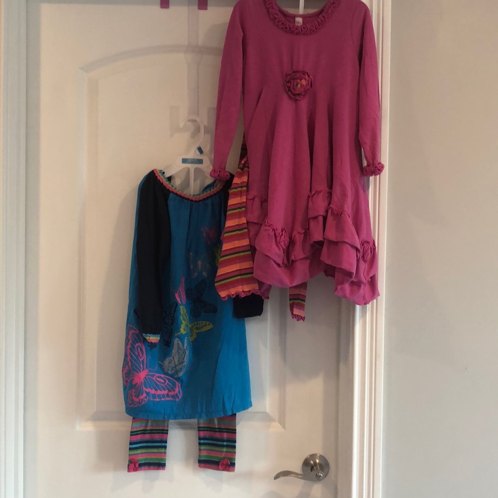 Two children’s size 6 Love U Lots dresses with leggings